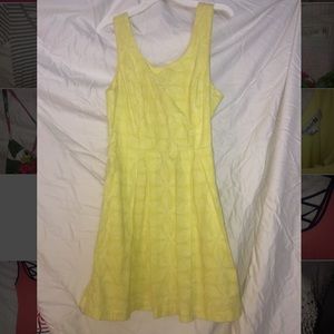 Yellow embroidered floral pattern dress